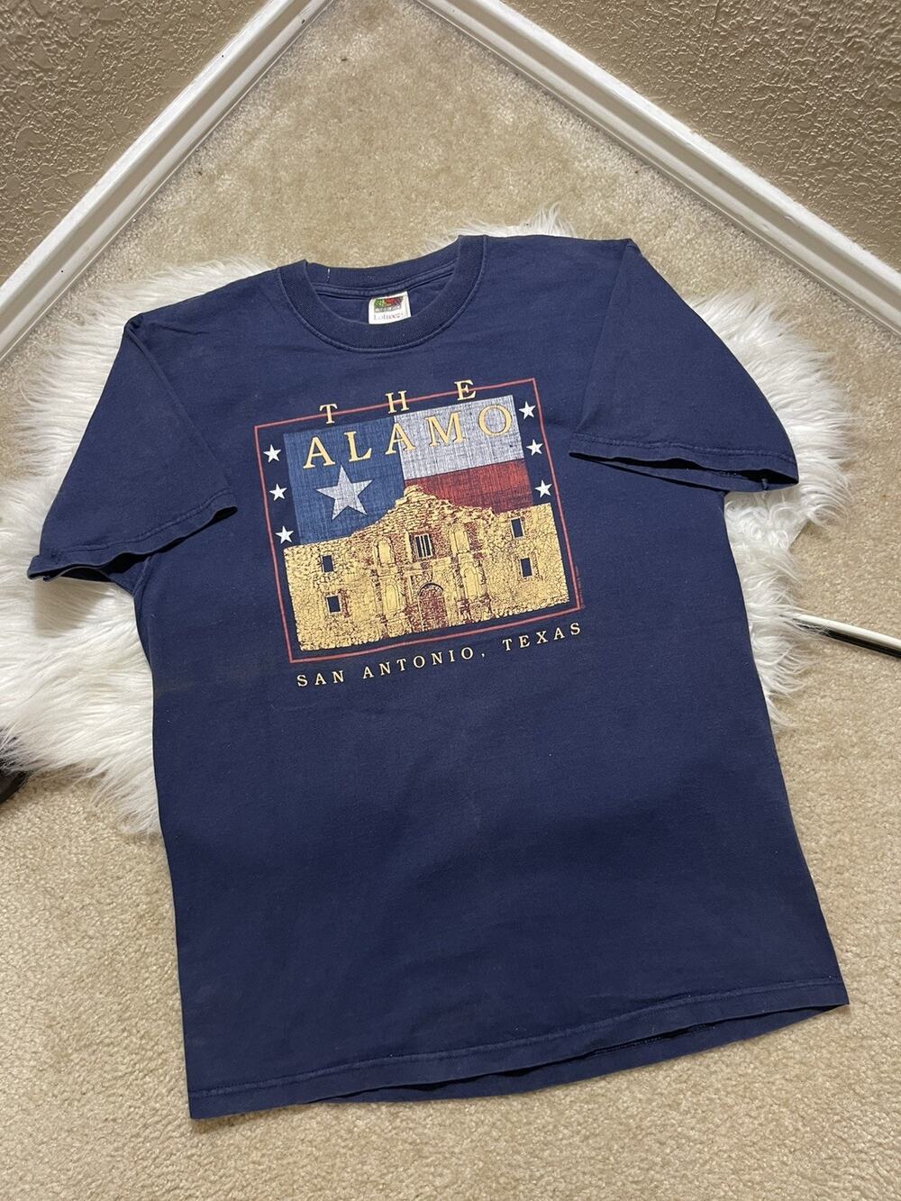 Vintage The Alamo Shirt Mens Large Blue San Antonio Texas Graphic Tee Souvenir